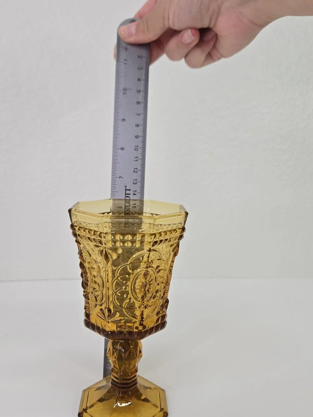 Strawberry Street Vatican 8oz Amber Red Wine Glass Embossed Goblet VTG Regency